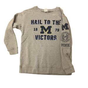 PINK Victoria's Secret Gray Sweatshirt with Navy and Gold Details
